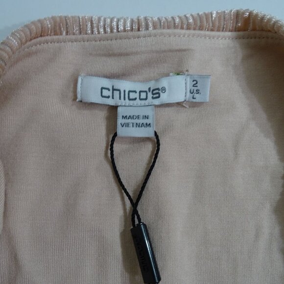 Chicos Velvet Crinkle Banded Blouson Top Rose Smoke Women Size 2 US Size L NEW - Picture 4 of 11